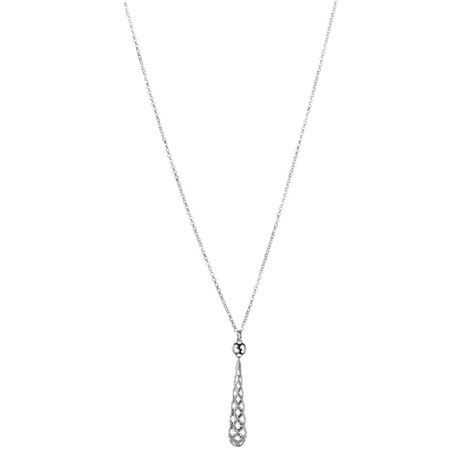 GUCCI 18K White Gold Diamantissima Pendant Necklace.